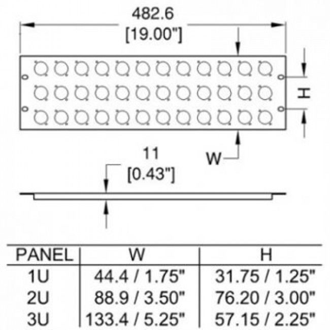 Penn Elcom R1269-1UK-12 | Paneles de rack con agujeros perforados para 12 conectores D-Series  
